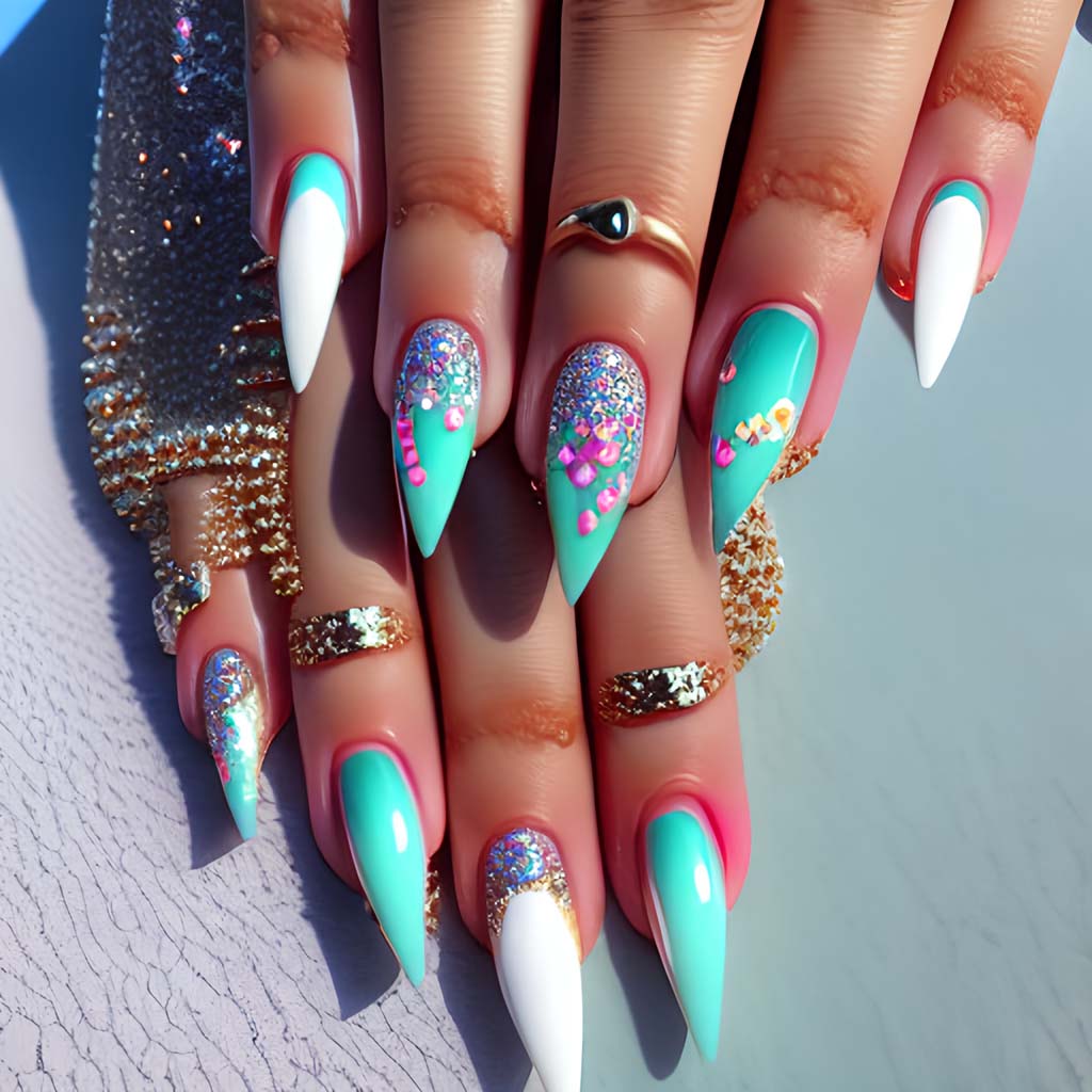 summer almond nails